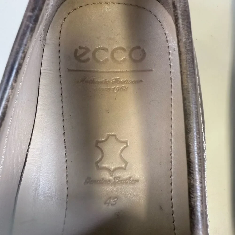 Ecco Men’s 43 U.S. 10 Brown Leather Slip On Dress Shoes Loafers